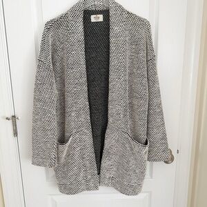 Marine Layer | Birdseye Black and White Oversized Open Cardigan Size Medium M